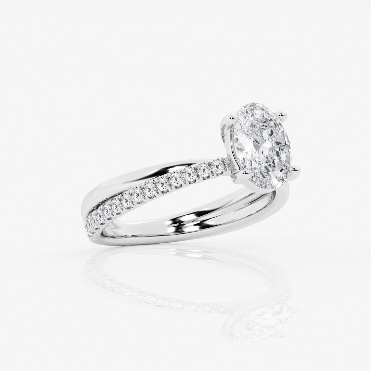 1.0 Carats Lab Grown Diamond Oval Shape E-VS1 Crossover Double Band Engagement Ring - Camila Brown