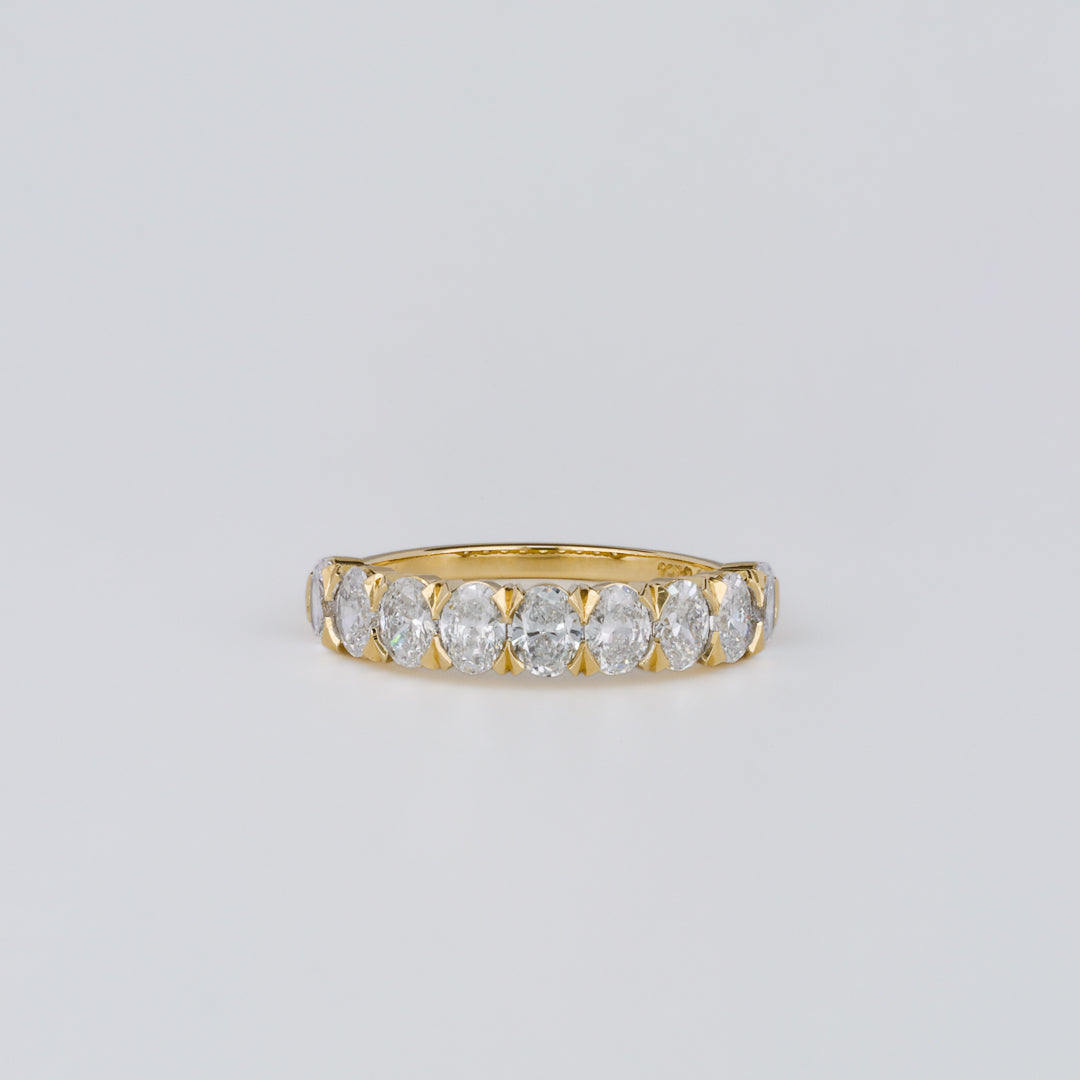 1.30 TCW Oval Lab Grown Diamond Half Eternity Wedding Band