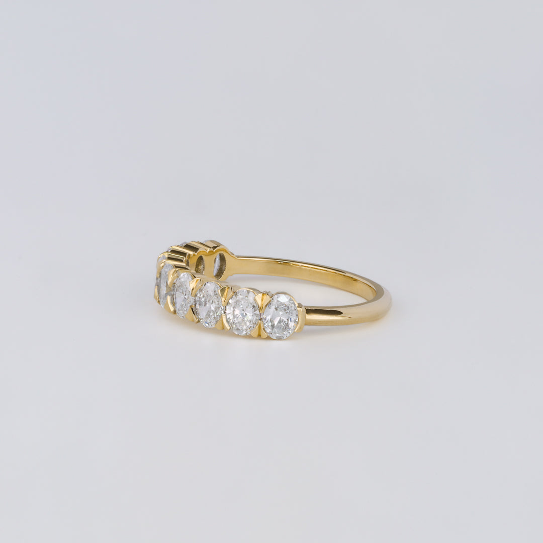 1.30 TCW Oval Lab Grown Diamond Half Eternity Wedding Band