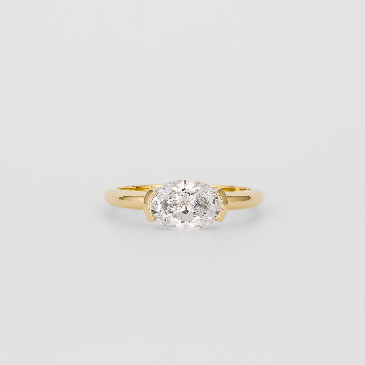 1.00- 3.00 CT Oval Lab Grown Diamond Half Bezel Engagement Ring