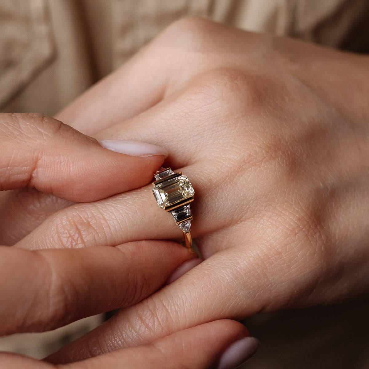1.0 - 3.0 CT Emerald  Lab Grown Diamond Unique Engagement ring