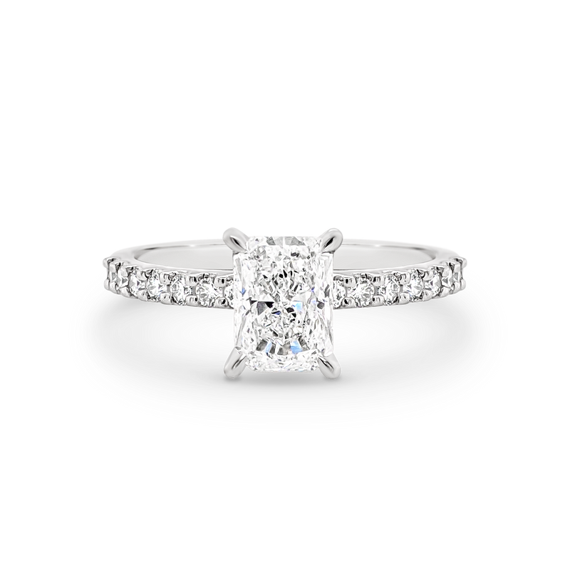 1.0 Carats Lab Grown Diamond Radiant Shape E-VS1 Pave Setting Engagement Ring - Camila Brown