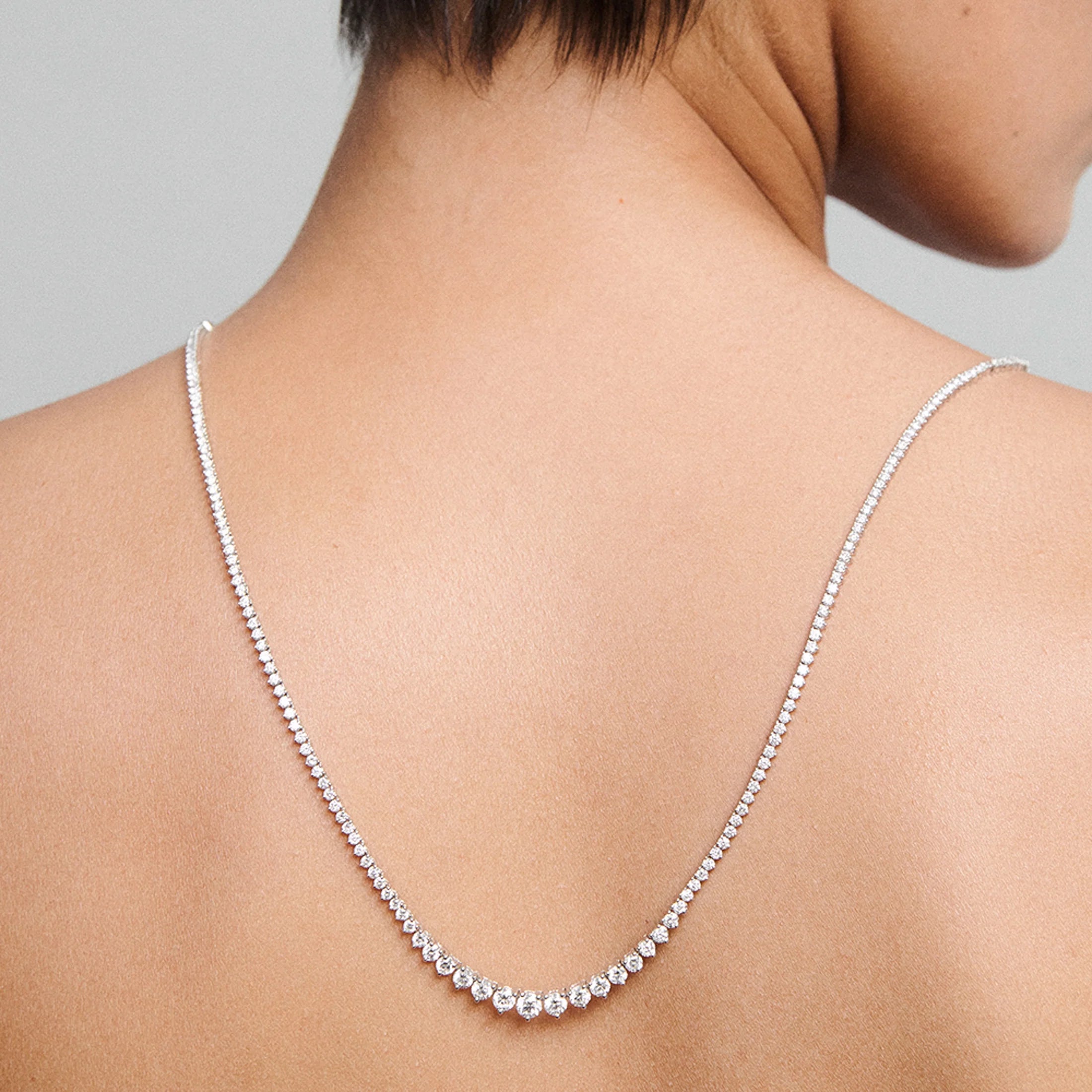 Round Lab Grown Diamond Tennis Necklace