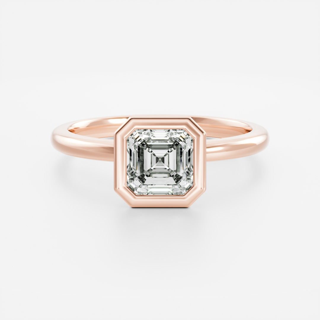 1.5 - 2.5 CT Asscher Lab Grown Diamond Bezel Engagement Ring