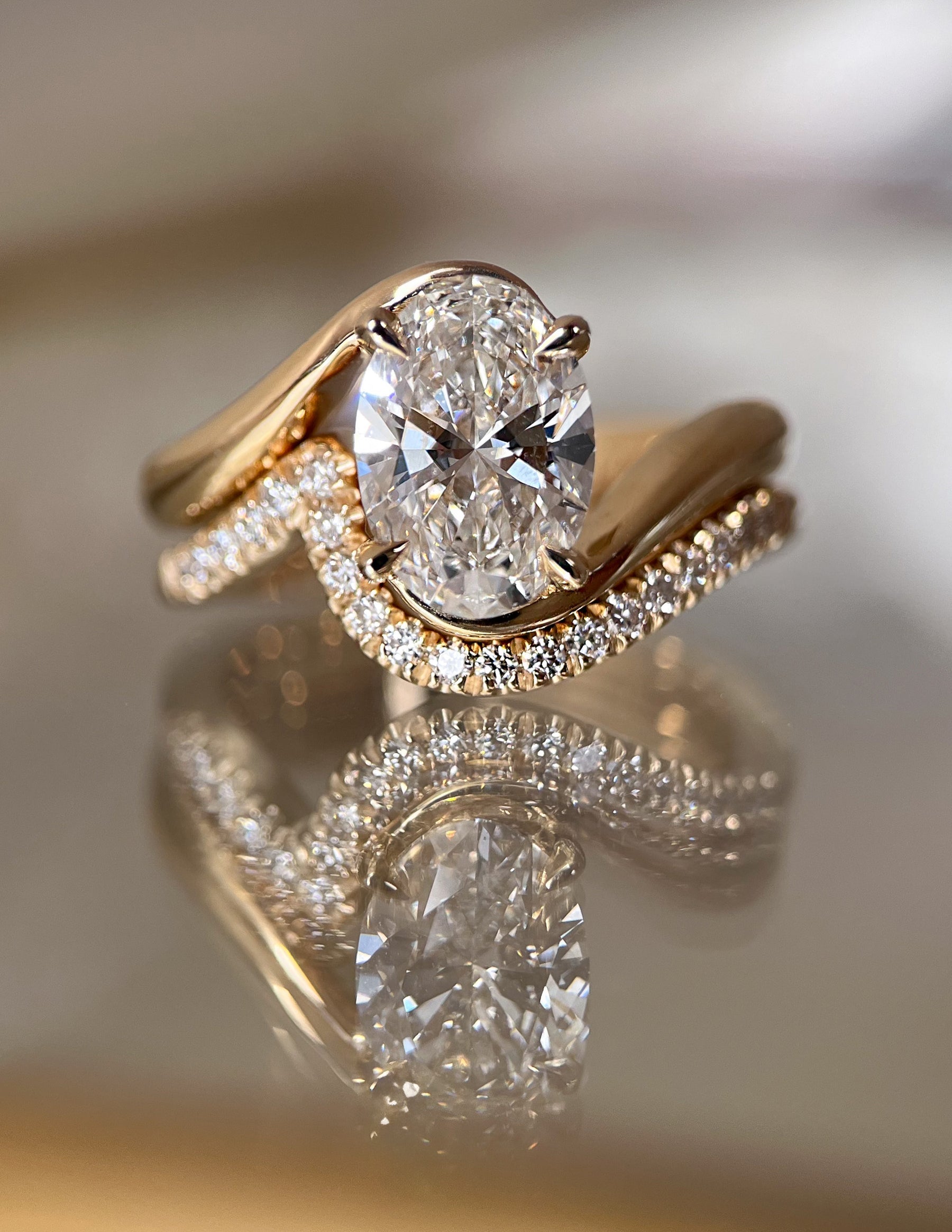 1.50- 3.0  CT Marquise Cut  Lab Grown Diamond Solitaire Setting Bridal Set