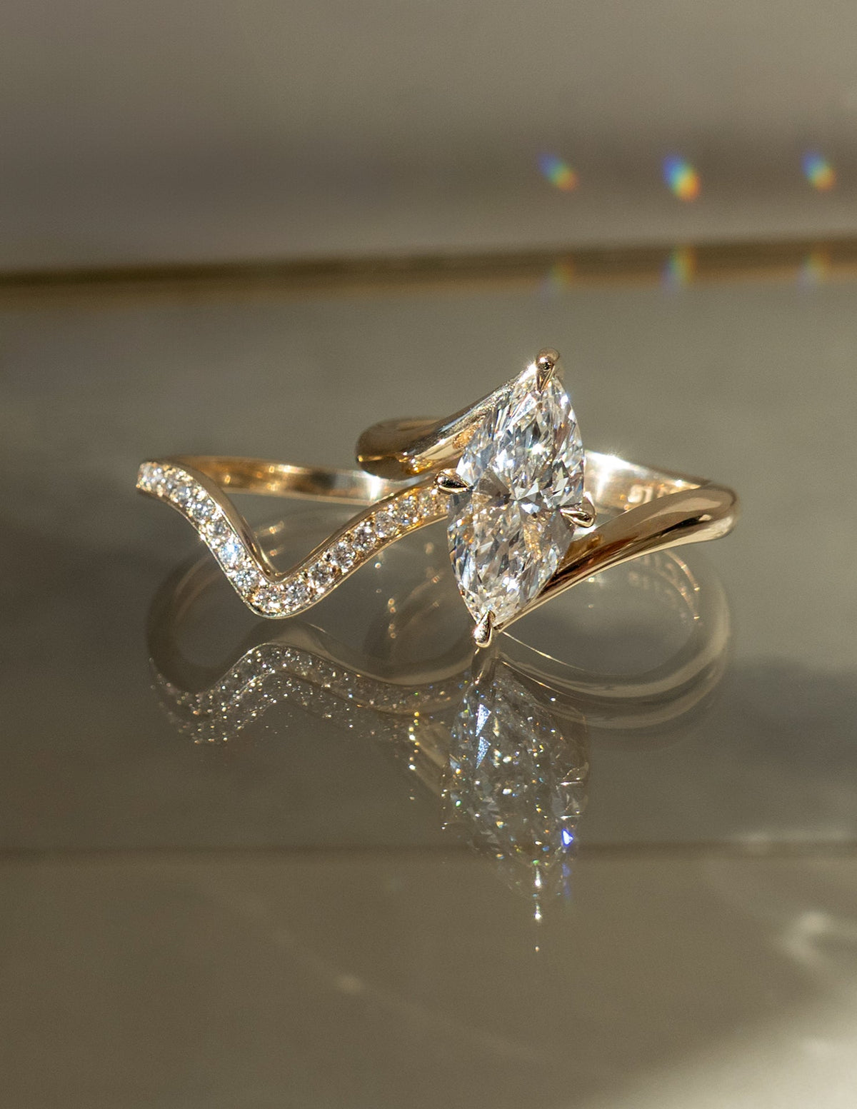 1.0 - 2.0  CT Marquise Cut Lab Grown Diamond  Solitaire Bridal Set