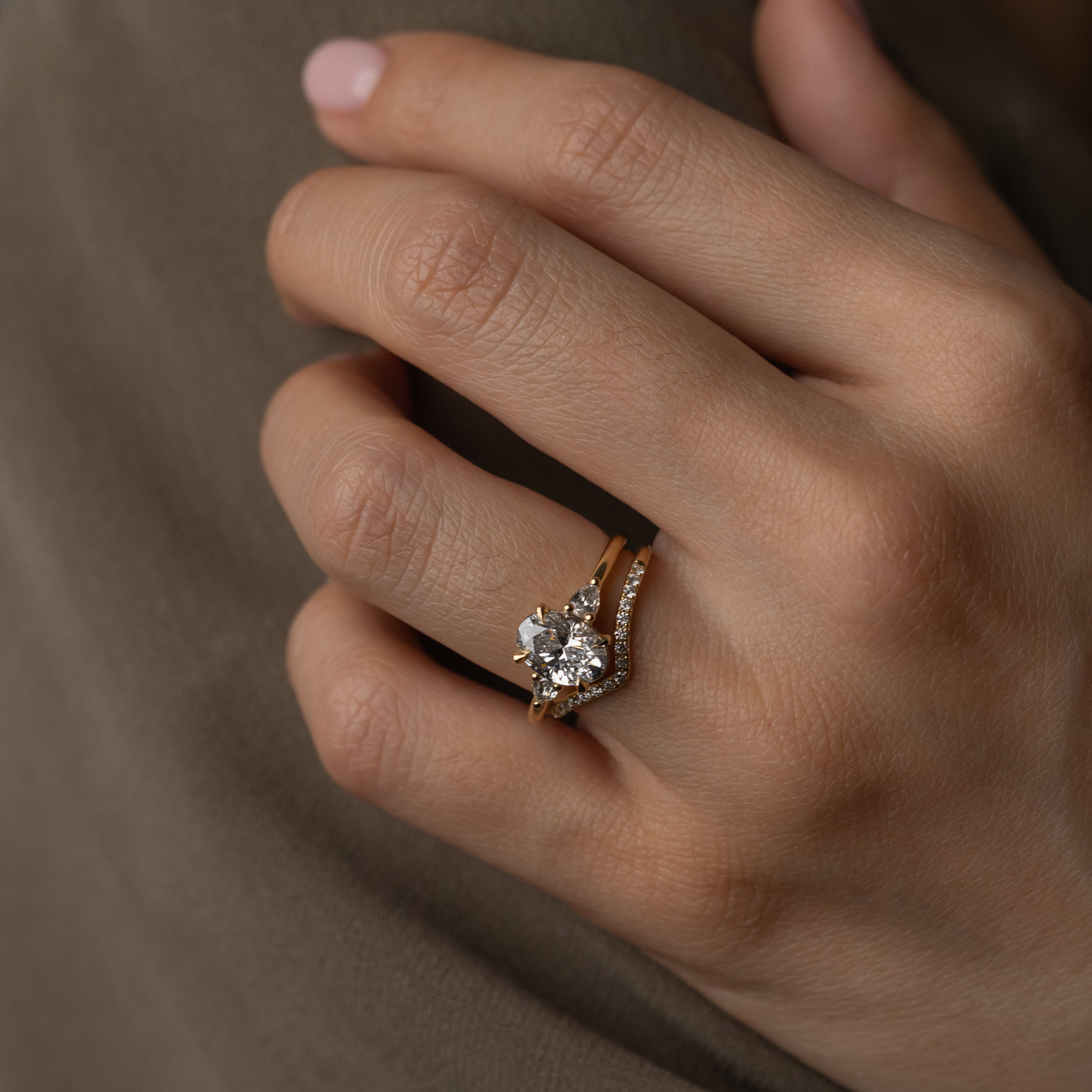 1.30 - 3.50 CT Oval  Lab Grown Diamond Three Stone Engagement ring