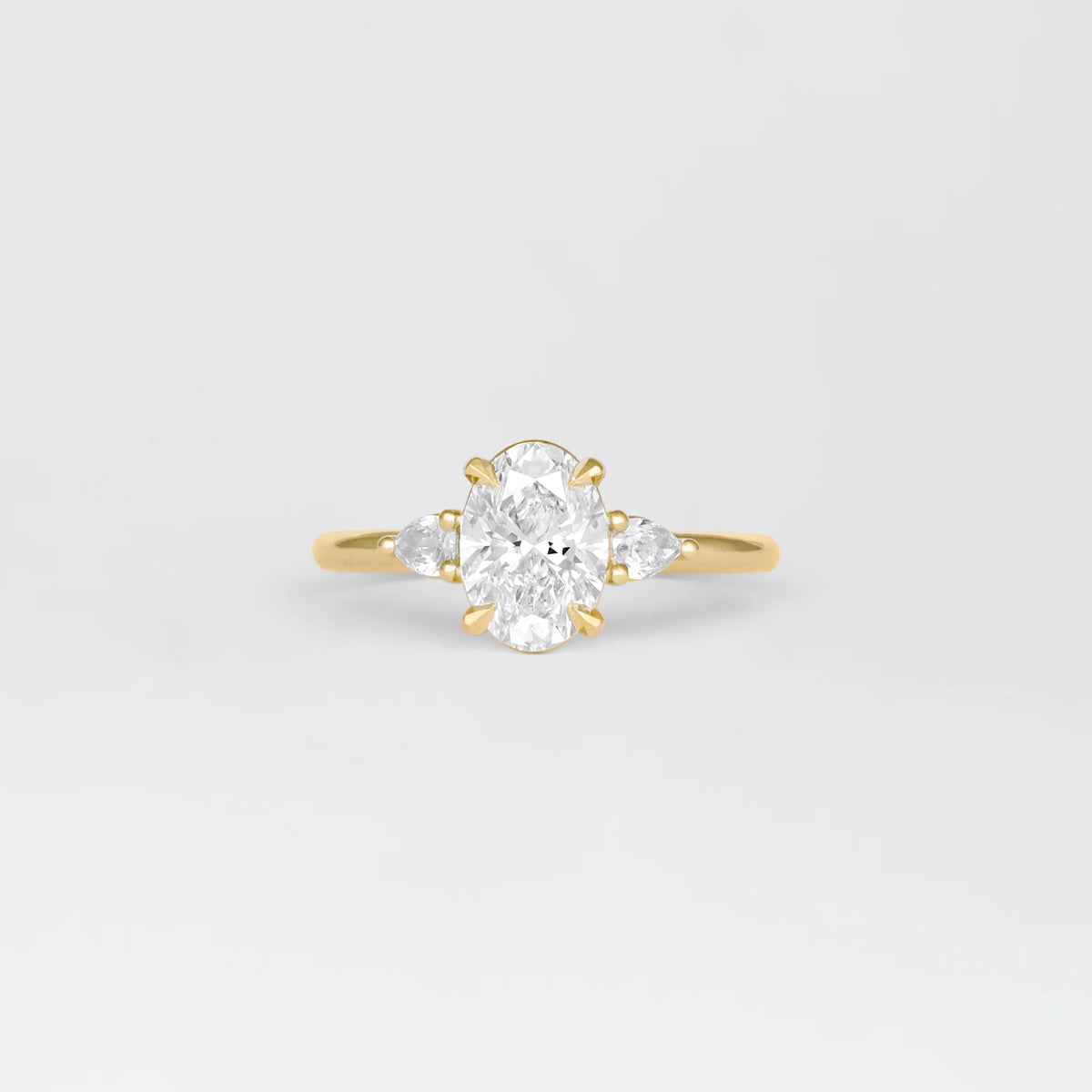 1.30 - 3.50 CT Oval  Lab Grown Diamond Three Stone Engagement ring