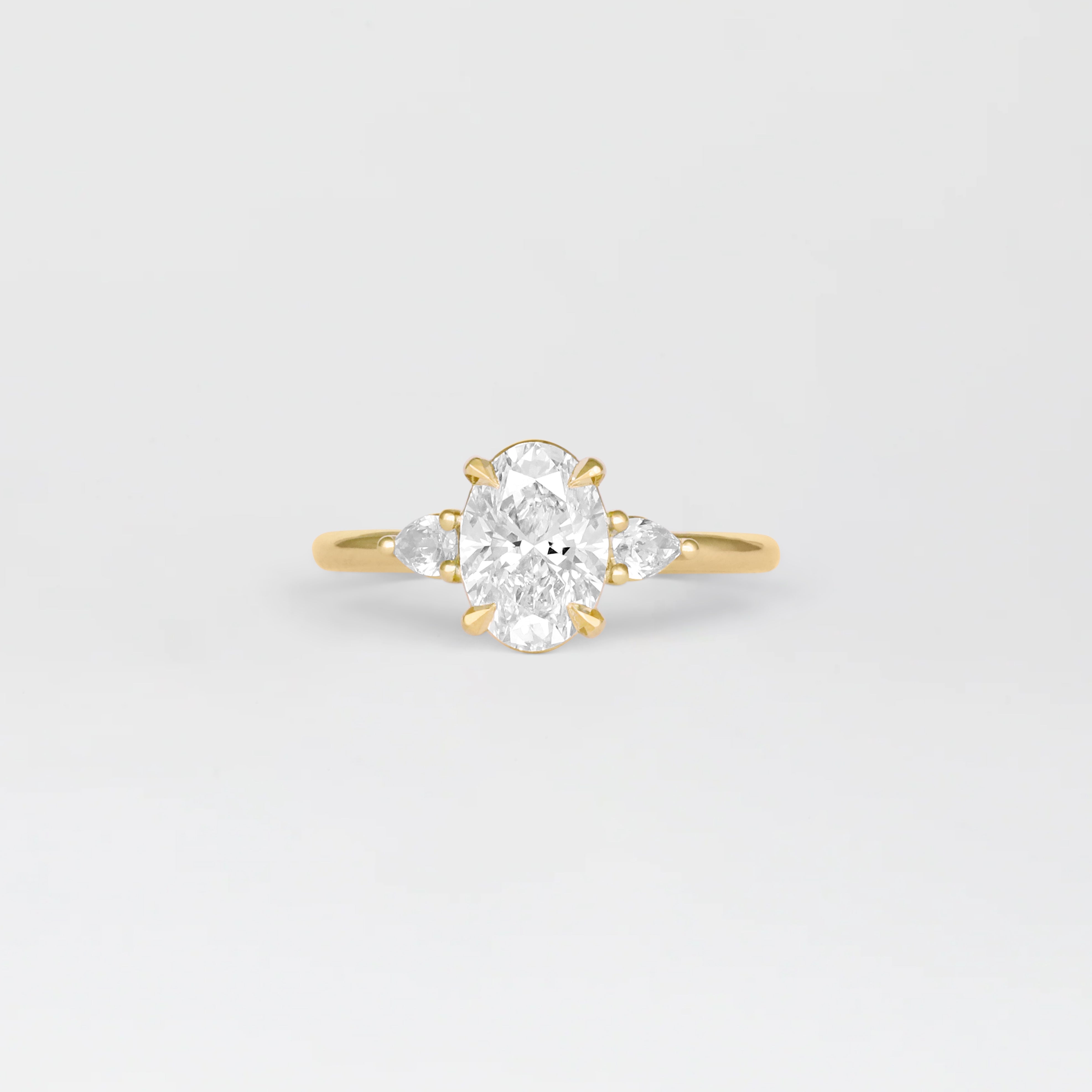 1.30 - 3.50 CT Oval  Lab Grown Diamond Three Stone Engagement ring