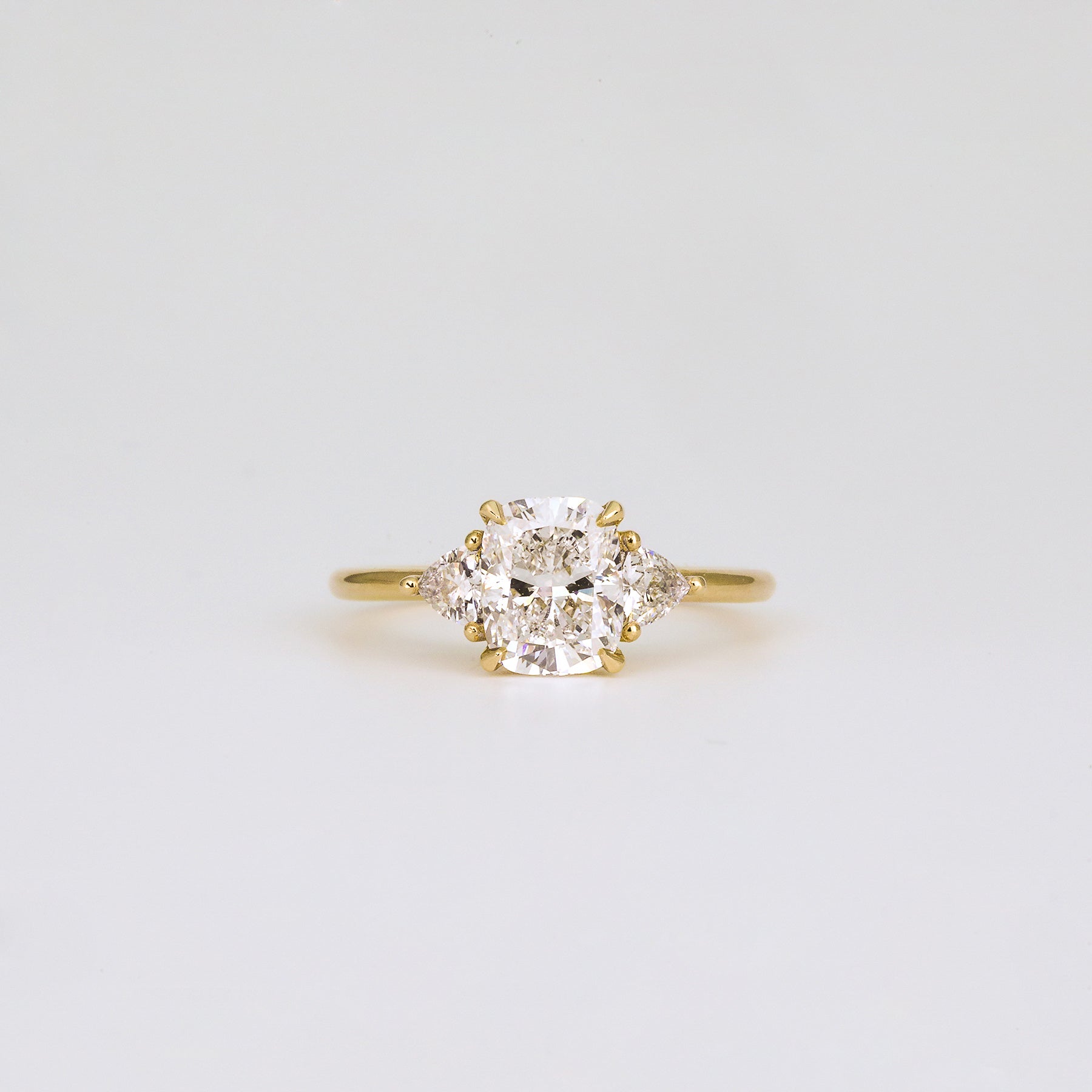 1.52 -3.50 CT Cushion  Lab Grown Diamond Three Stone Engagement ring