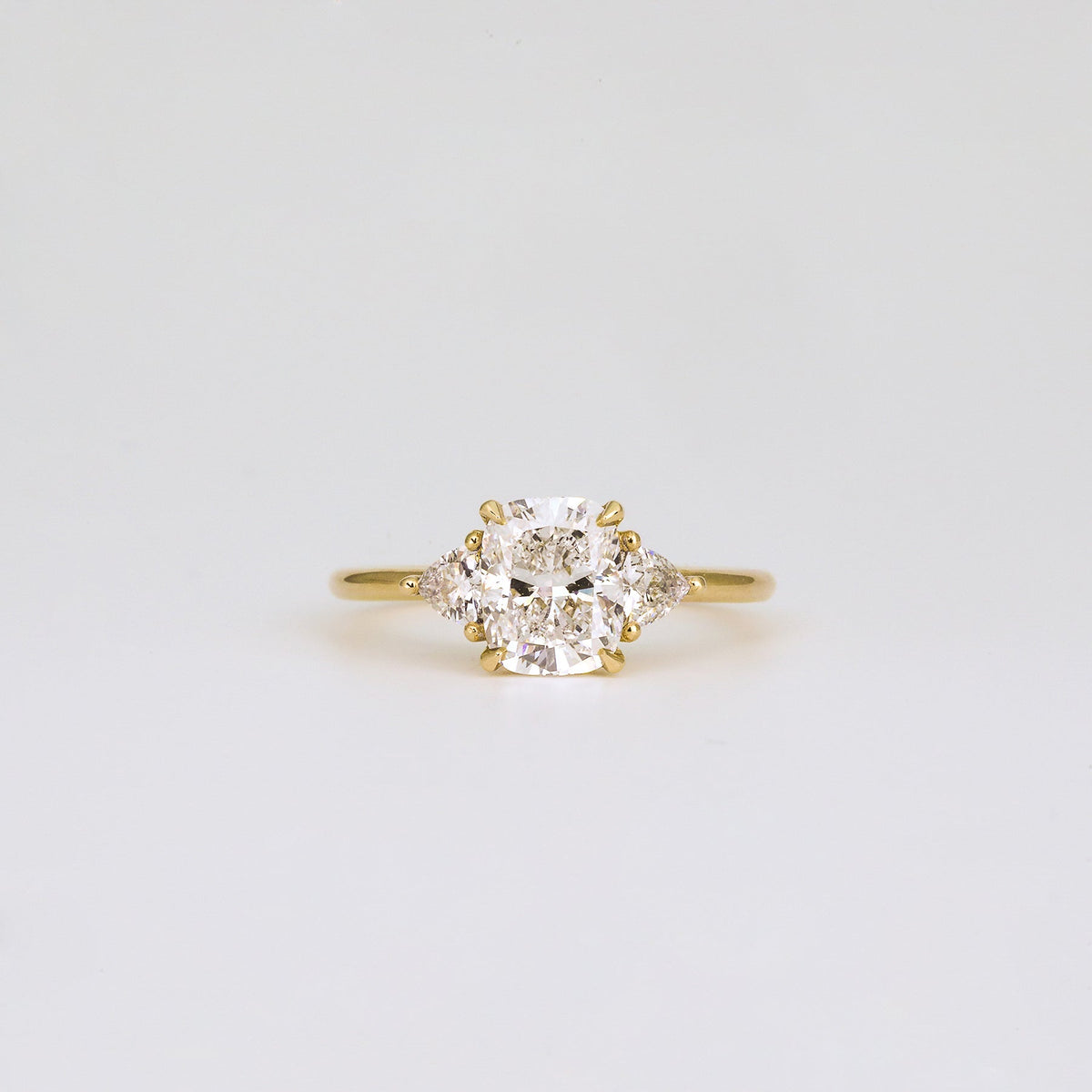 1.00 -3.50 CT Cushion  Lab Grown Diamond Three Stone Engagement ring