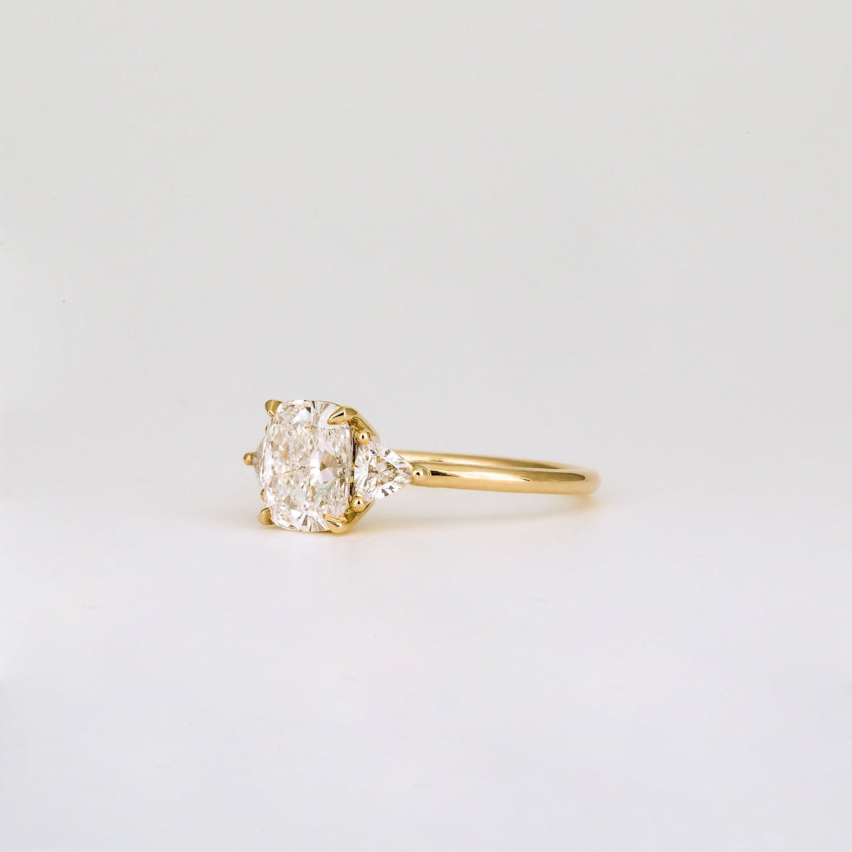 1.00 -3.50 CT Cushion  Lab Grown Diamond Three Stone Engagement ring