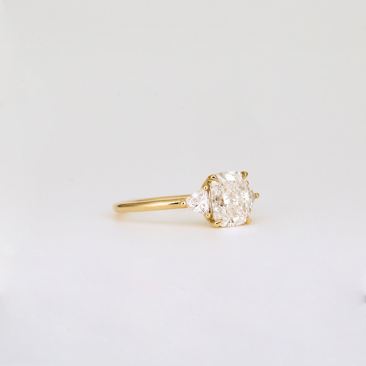 1.00 -3.50 CT Cushion  Lab Grown Diamond Three Stone Engagement ring