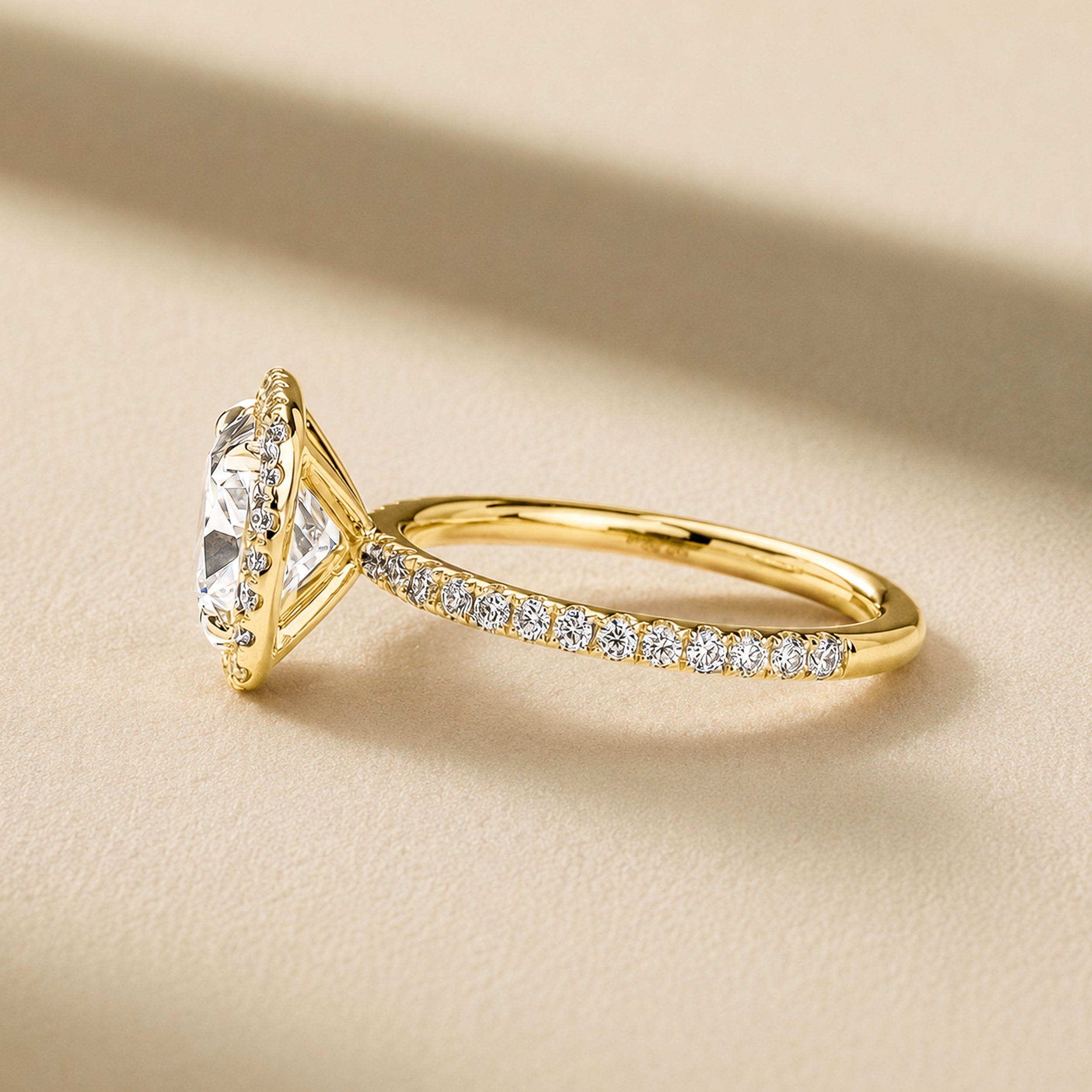 Cushion Halo Pave Lab Grown Diamond Engagement Ring
