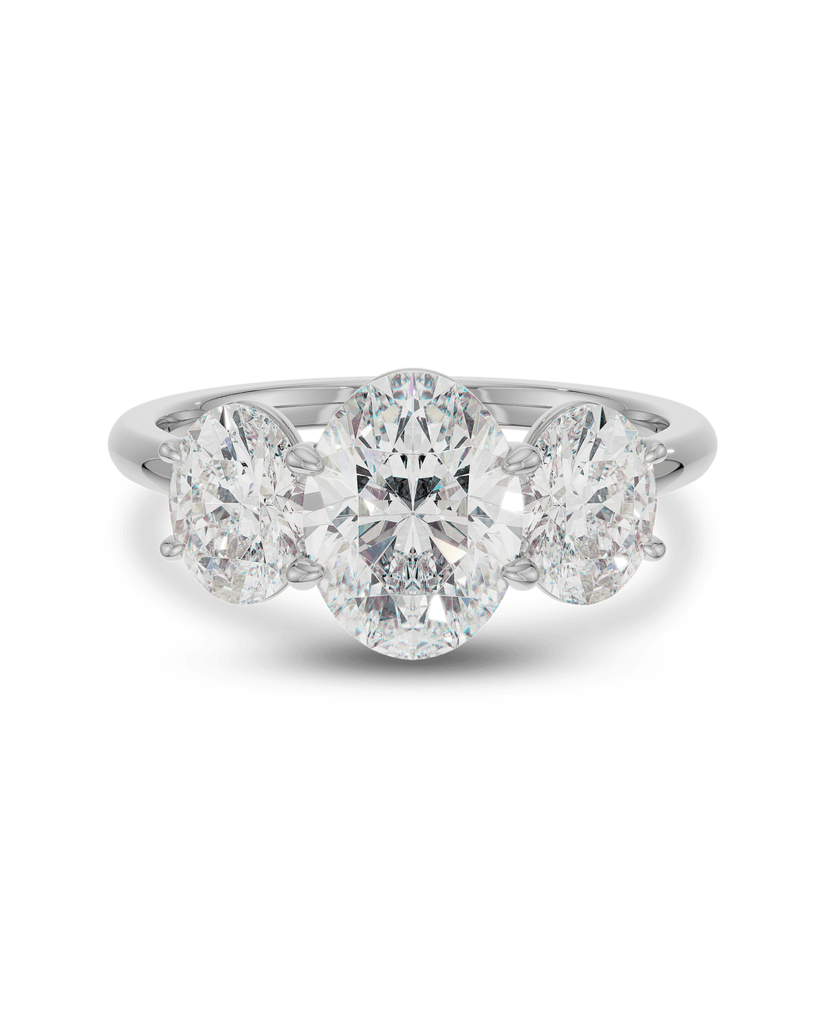 2.0 CT Oval Lab Grown Diamond Three Stone Engagement Ring