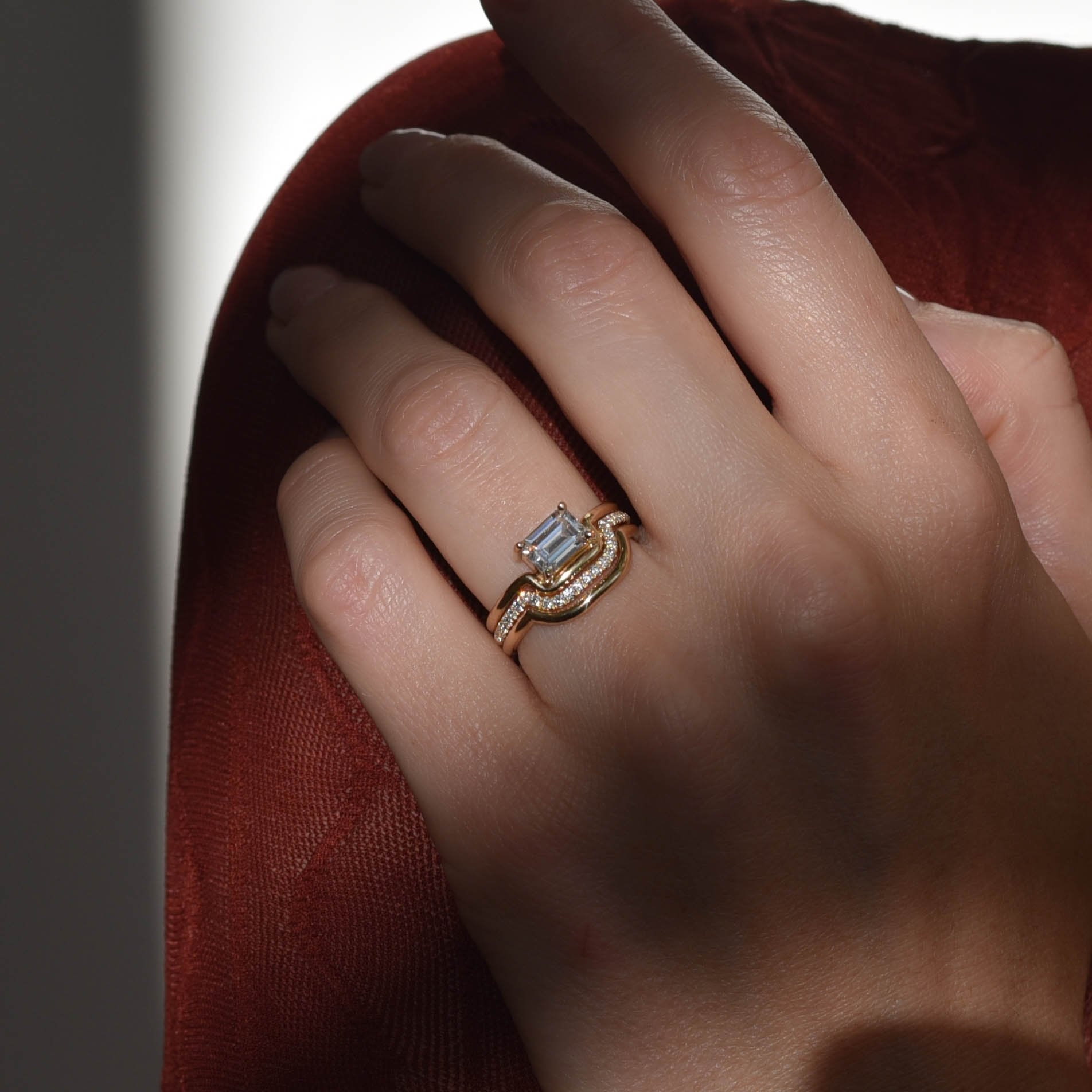 Square Curved Plain Delicate Wedding Band