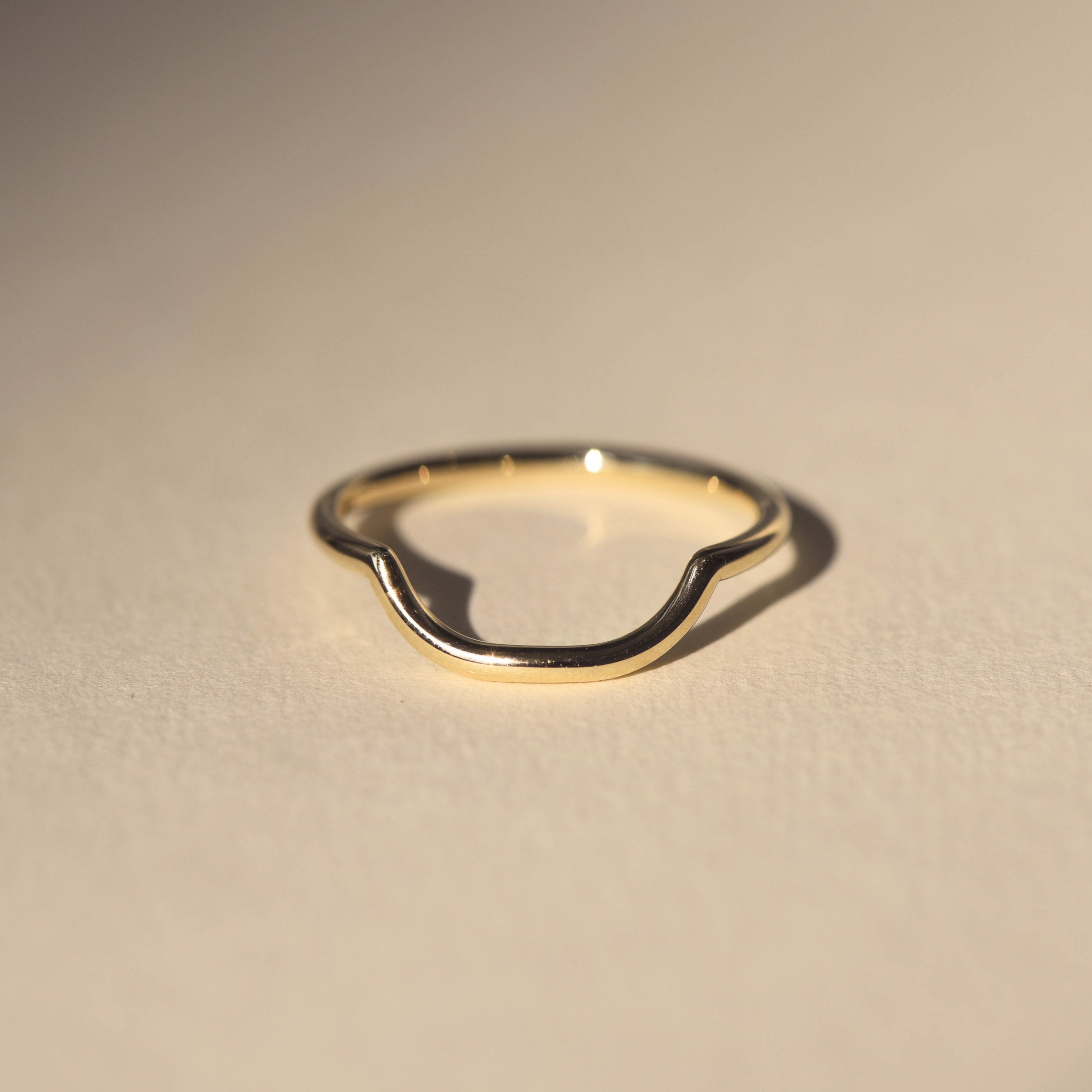 Square Curved Plain Delicate Wedding Band