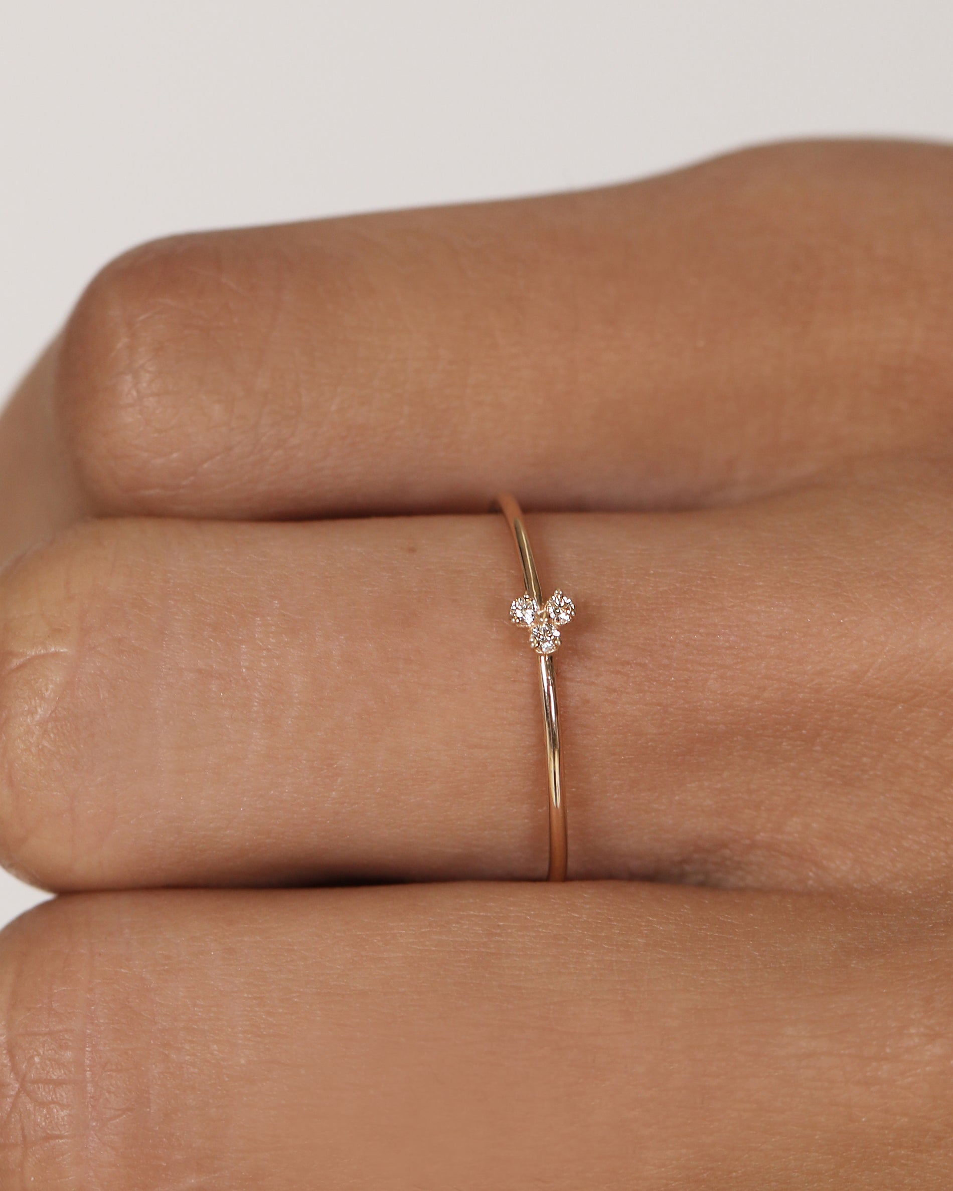0.03 TCW Round Trio CVD Diamond Minimalist Ring