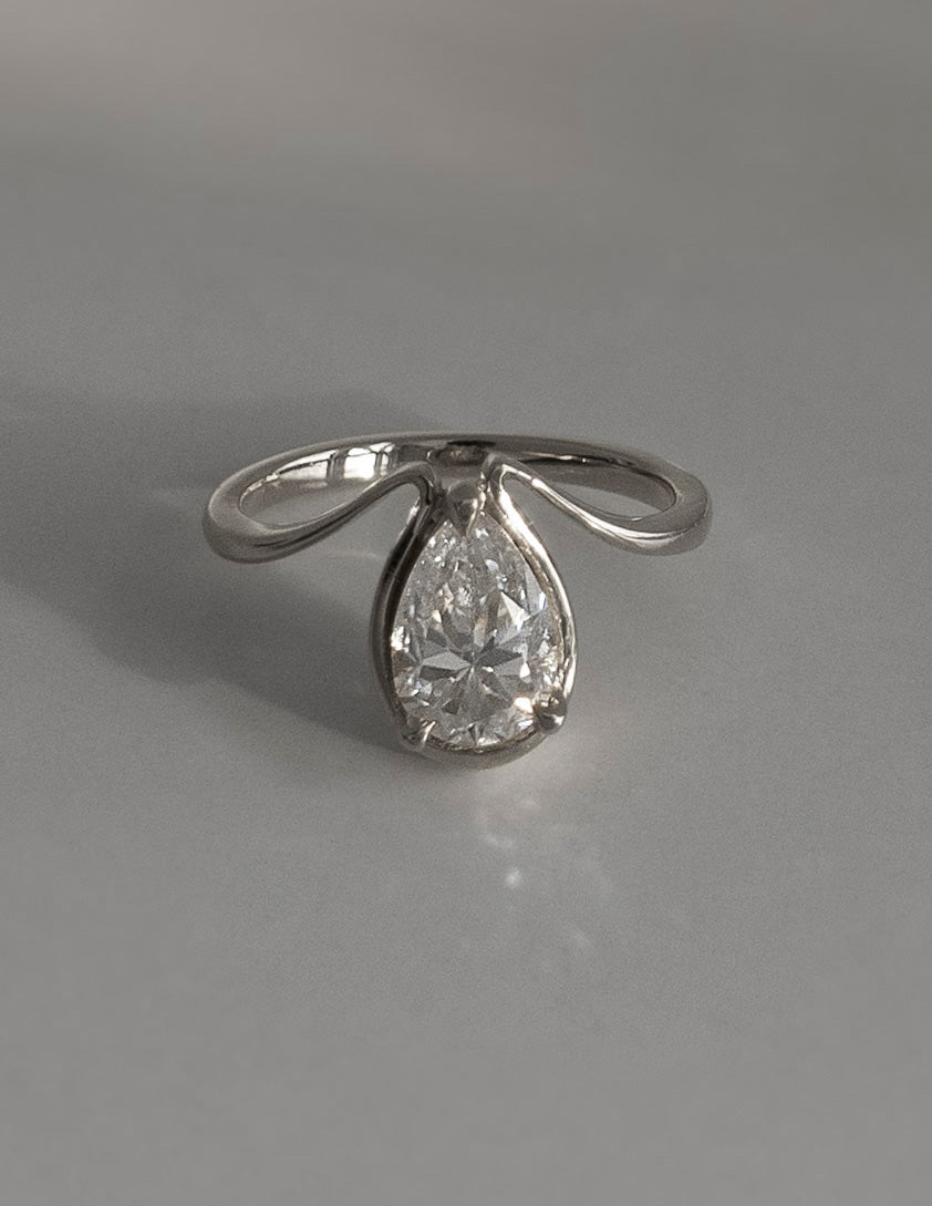 1.25 - 2.0 CT Pear Shaped Lab Grown Diamond Unique Style Engagement Ring