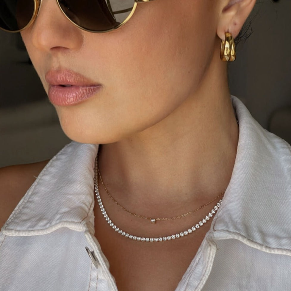 Round Lab Grown Diamond Tennis Necklace