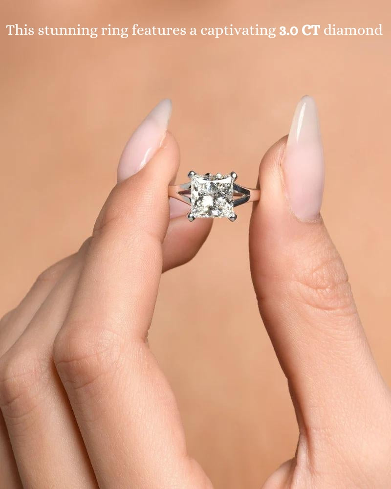 1.0-3.0 CT Princess CVD Diamond Solitaire Split Shank Engagement Ring - Camila Brown