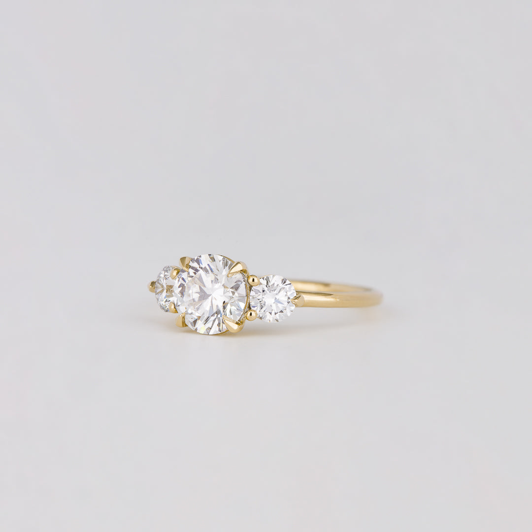 1.21-3.0 CT Round  Lab Grown Diamond Three Stone Engagement ring
