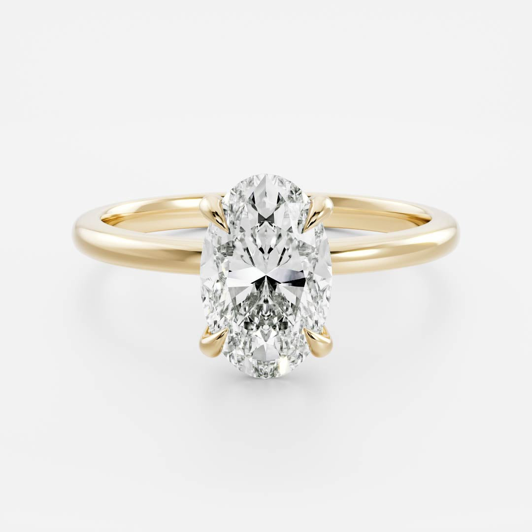 1.0- 3.5 CT Oval Lab Grown Diamond Solitaire Engagement Ring