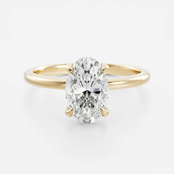 1.0- 3.5 CT Oval Lab Grown Diamond Solitaire Engagement Ring