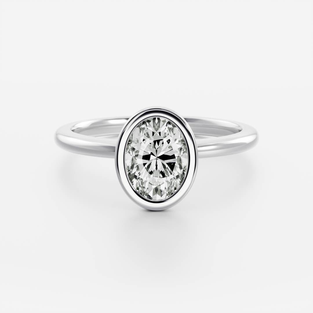 1.0- 3.0 CT Oval Lab Grown Diamond Bezel Engagement Ring
