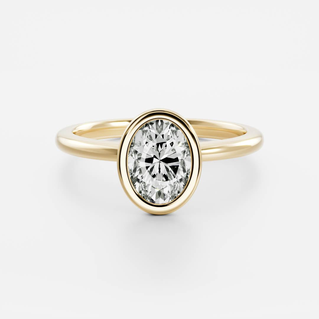 1.0- 3.0 CT Oval Lab Grown Diamond Bezel Engagement Ring