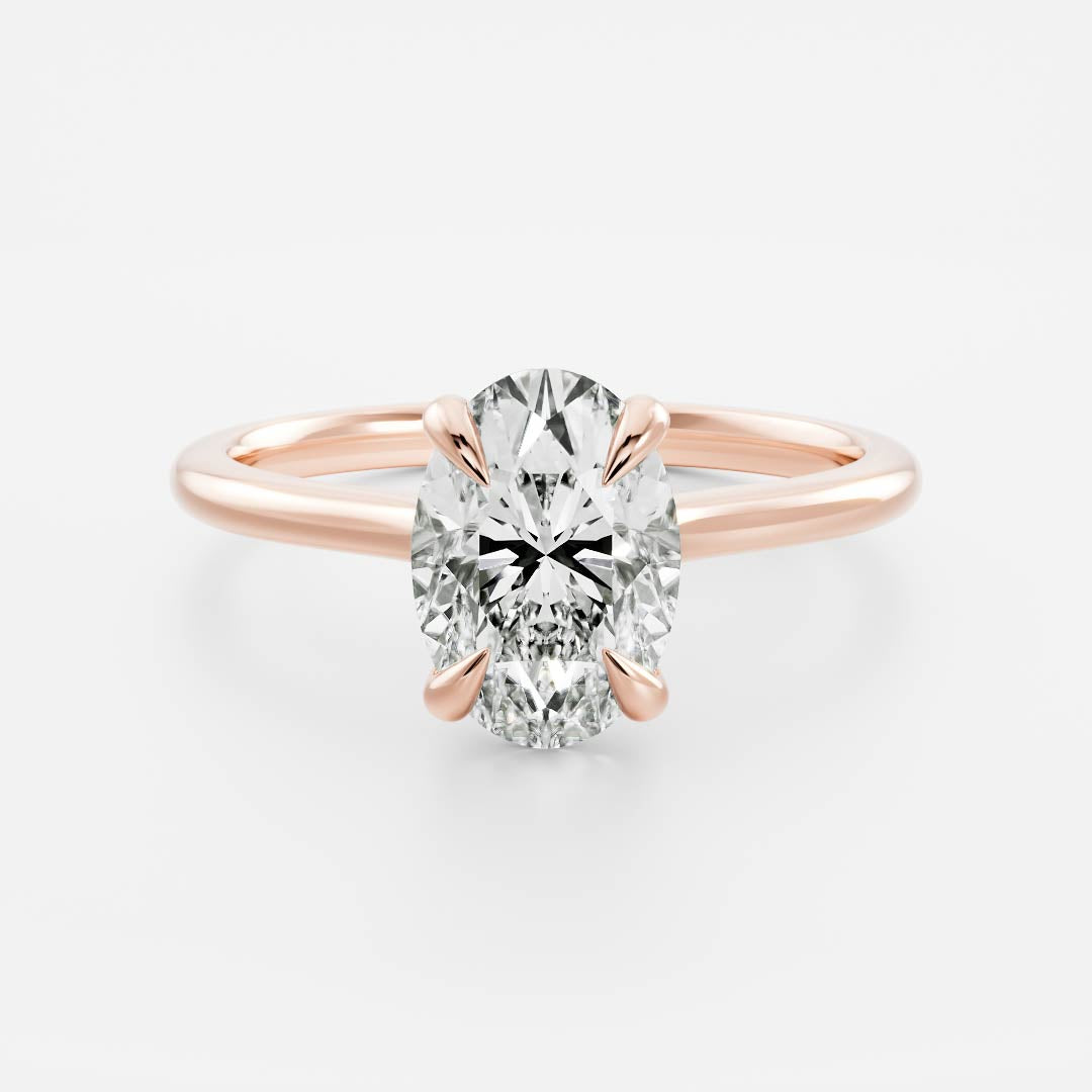1.0- 3.0 CT Oval Lab Grown Diamond Solitaire Engagement Ring
