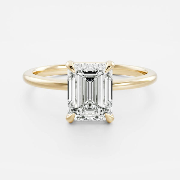 1.0- 3.5 CT Emerald Lab Grown Diamond Solitaire Engagement Ring