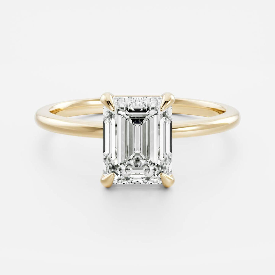 1.0- 3.5 CT Emerald Lab Grown Diamond Solitaire Engagement Ring + 0.50 ct emerald - D VS1