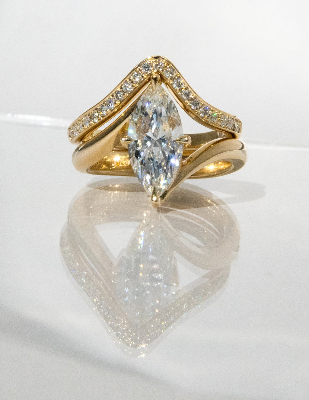 1.0 - 2.0  CT Marquise Cut Lab Grown Diamond  Solitaire Bridal Set