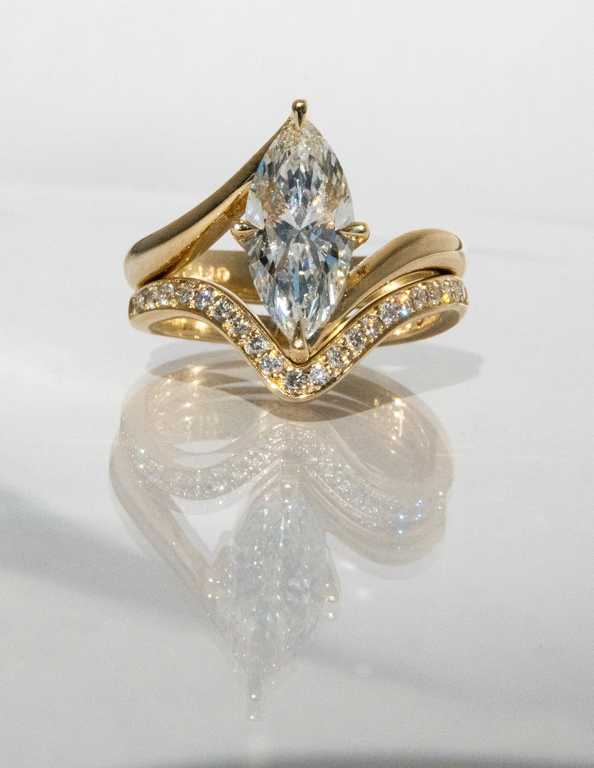 1.0 - 2.0  CT Marquise Cut Lab Grown Diamond  Solitaire Bridal Set