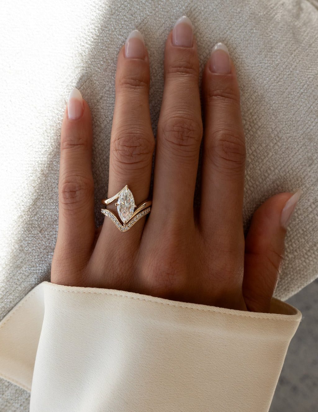 1.0 - 2.0  CT Marquise Cut Lab Grown Diamond  Solitaire Bridal Set