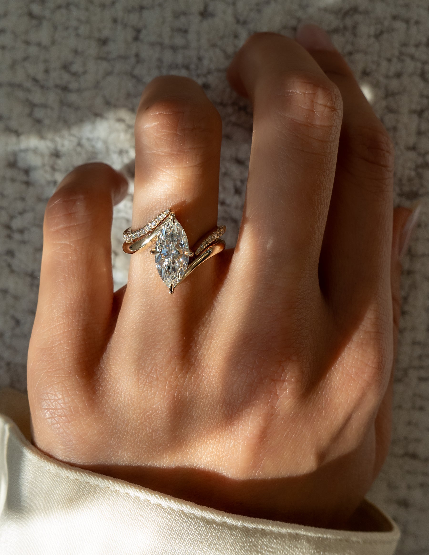 1.0 - 2.0  CT Marquise Cut  Lab Grown Diamond Solitaire Bridal Set