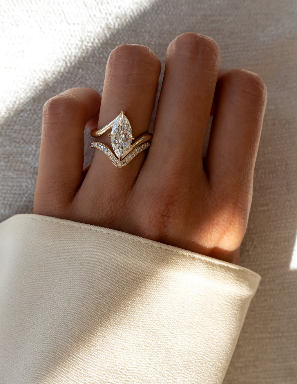 1.0 - 2.0  CT Marquise Cut Lab Grown Diamond  Solitaire Bridal Set
