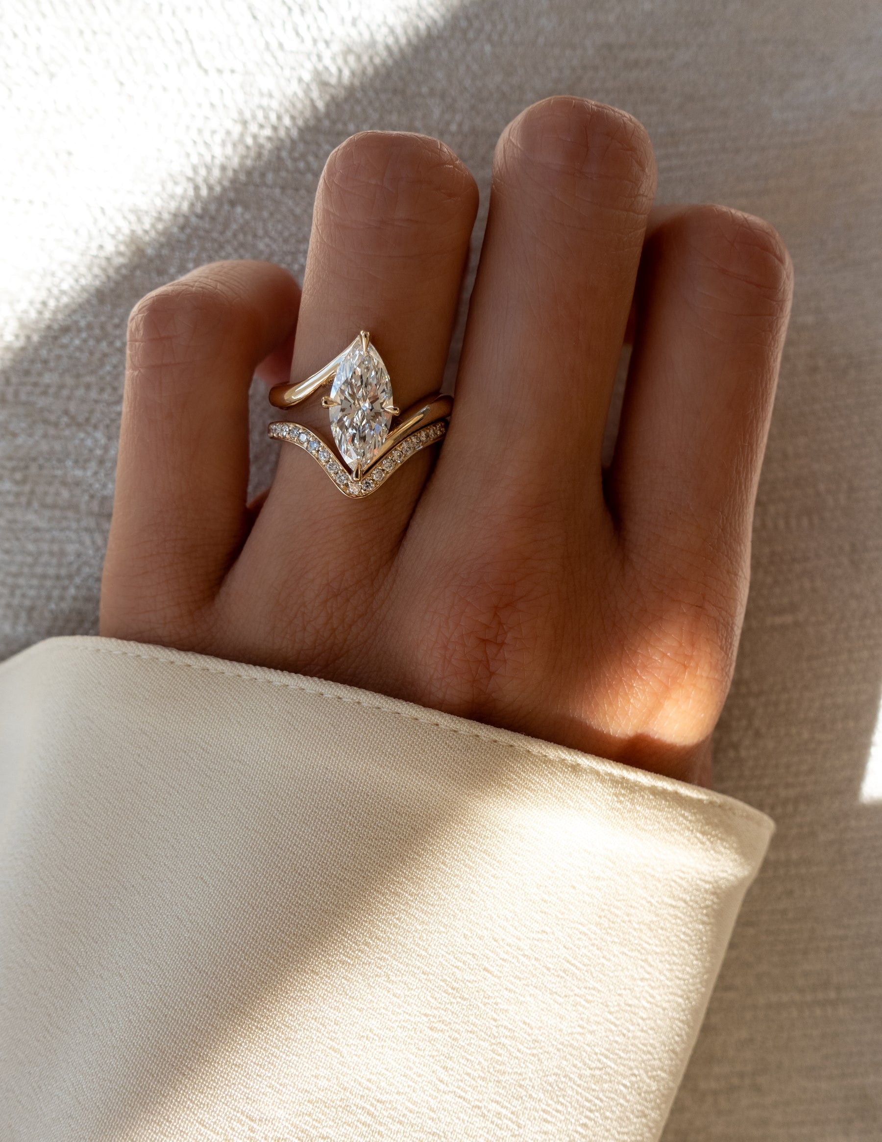 1.0 - 2.0  CT Marquise Cut Lab Grown Diamond  Solitaire Bridal Set
