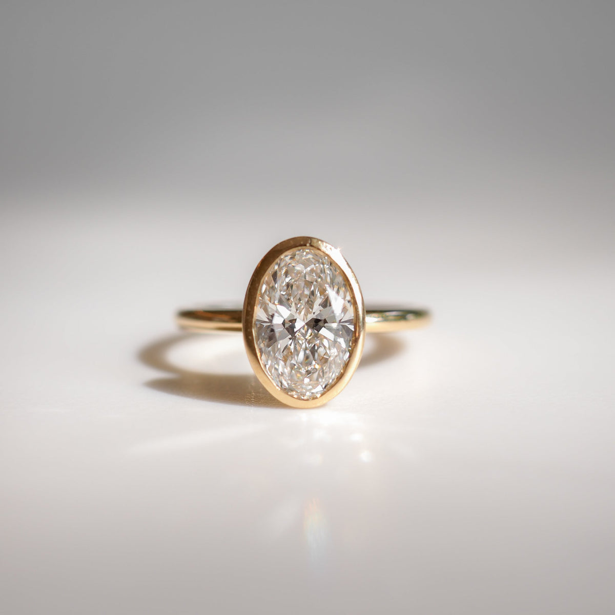 1.0-3.50 CT Oval Lab Grown Diamond Bezel Engagement Ring