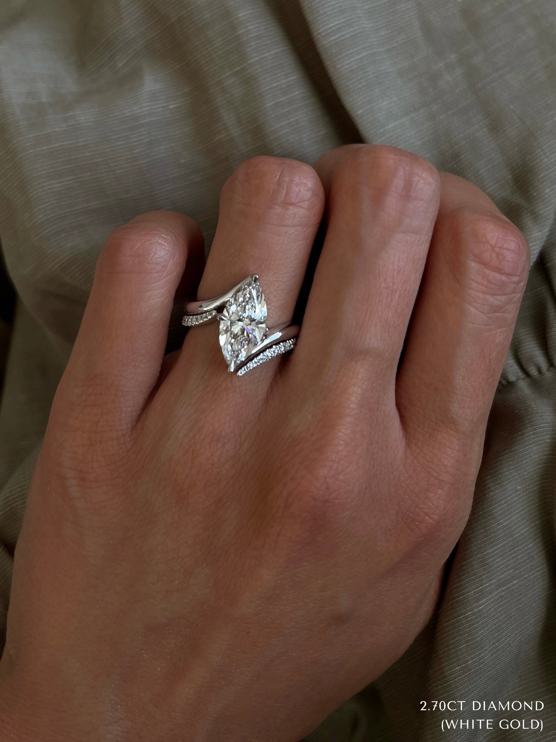 1.0 - 2.0  CT Marquise Cut  Lab Grown Diamond Solitaire Bridal Set