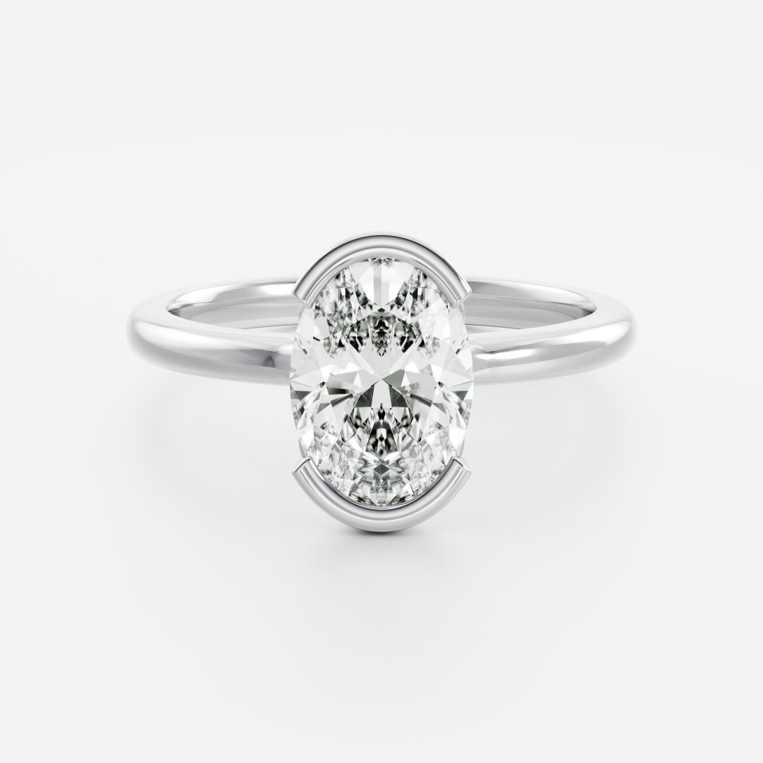 1.0 - 4.0 CT Oval Lab Grown Diamond Solitaire Engagement Ring