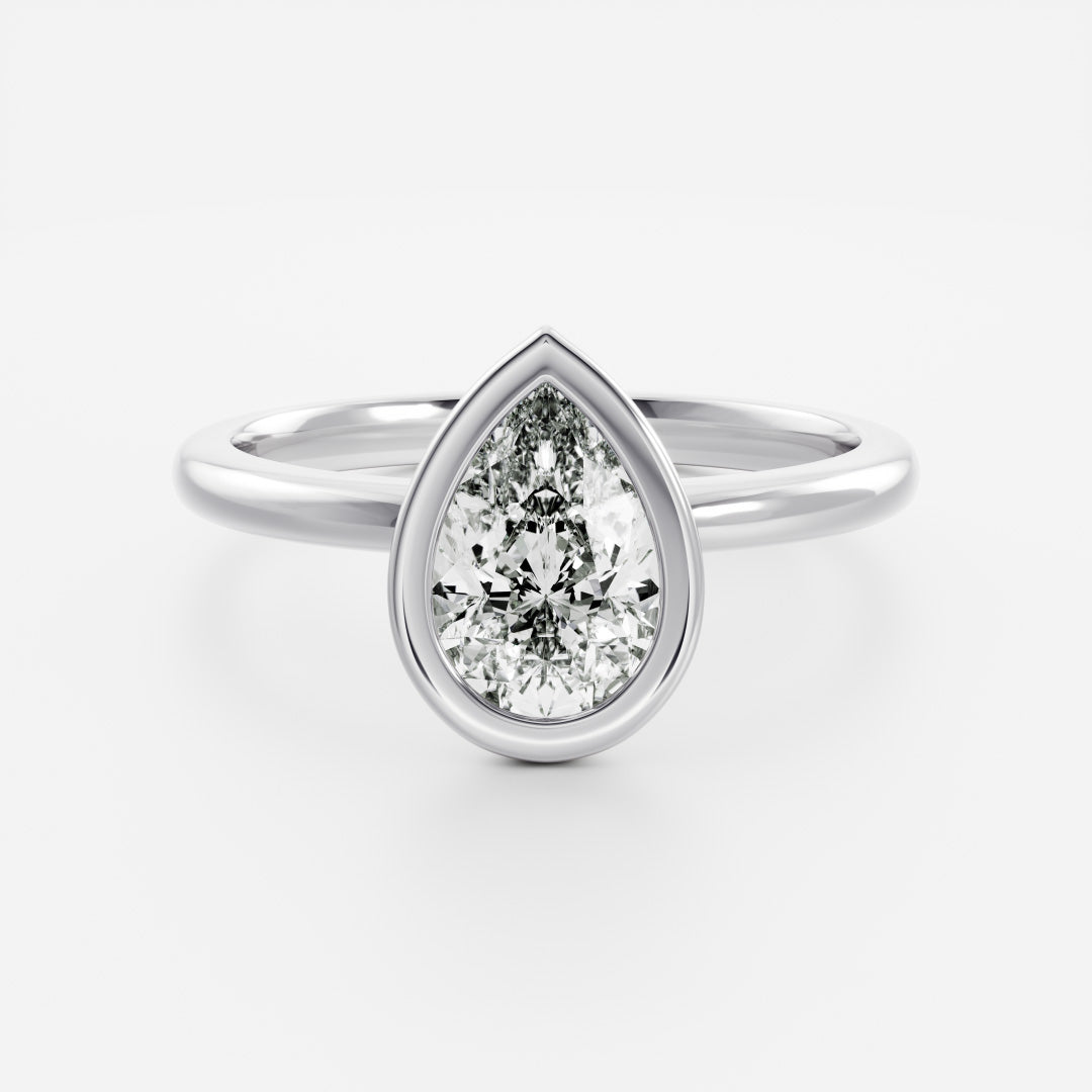 1.5 - 2.5 CT Pear Lab Grown Diamond Bezel Engagement Ring
