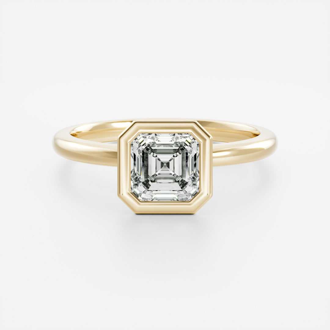 1.5 - 2.5 CT Asscher Lab Grown Diamond Bezel Engagement Ring