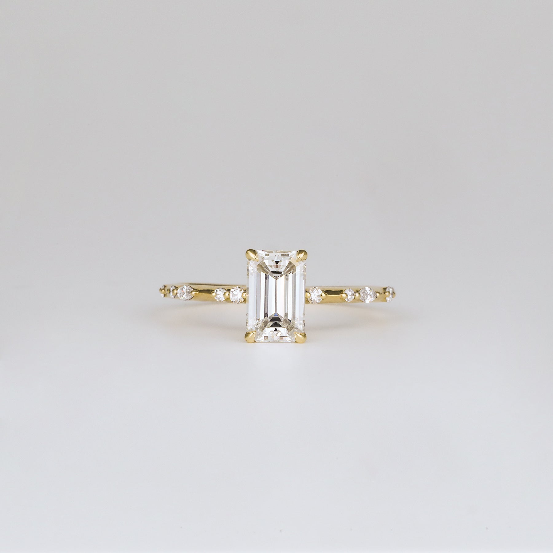 1.0 -3.0 CT Emerald  Lab Grown Diamond Dainty Engagement ring