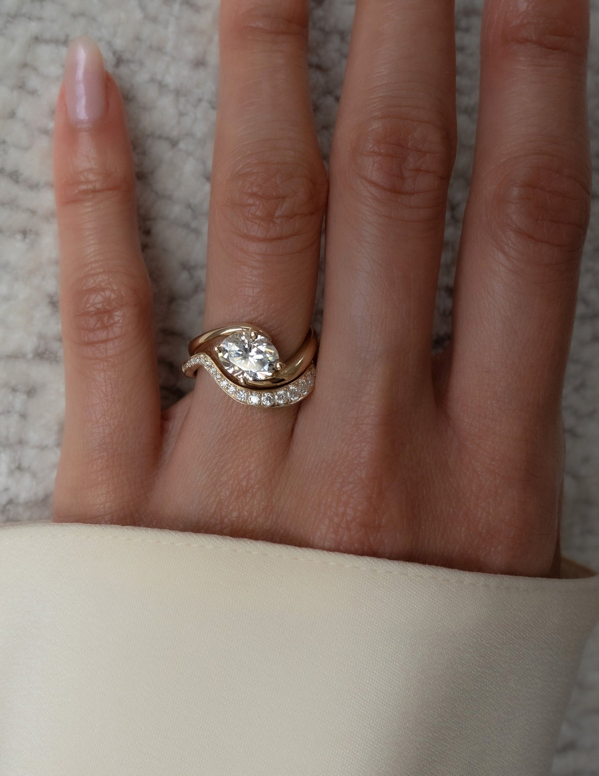 1.0 - 2.0 CT  Oval Cut Lab Grown Diamond Solitaire Bridal Ring Set