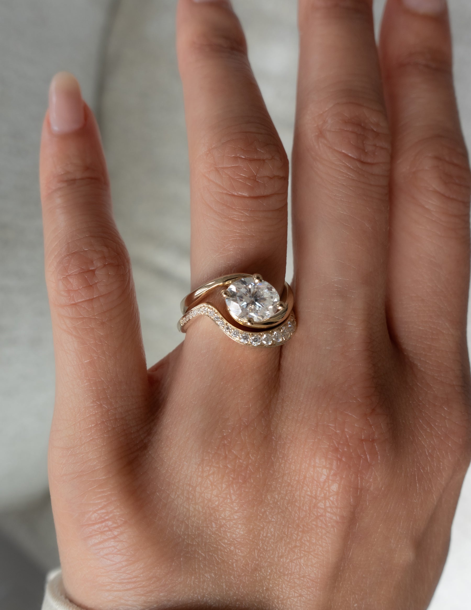 1.0 - 2.0 CT  Oval Cut Lab Grown Diamond Solitaire Bridal Ring Set