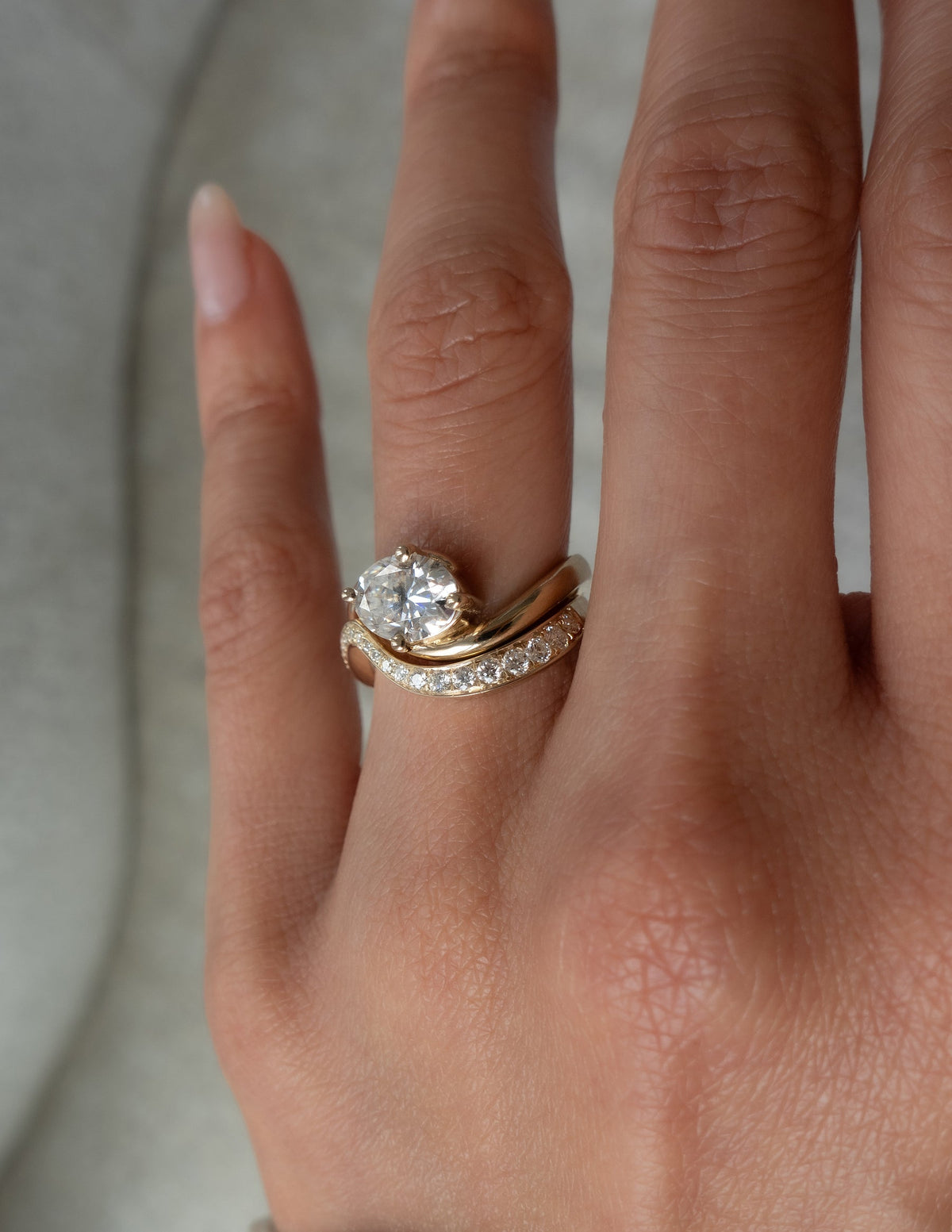 1.0 - 2.0 CT  Oval Cut Lab Grown Diamond Solitaire Bridal Ring Set
