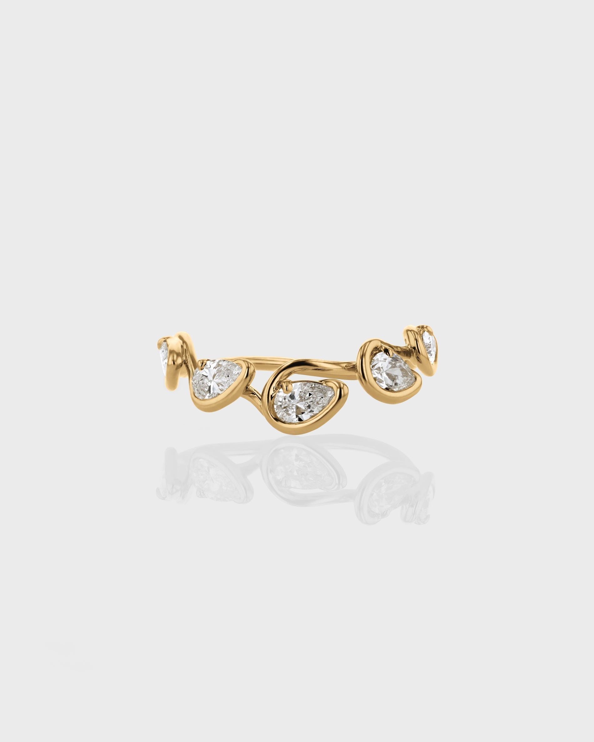 0.10 TCW Pear EF-VVS Diamond bezel Wedding Band
