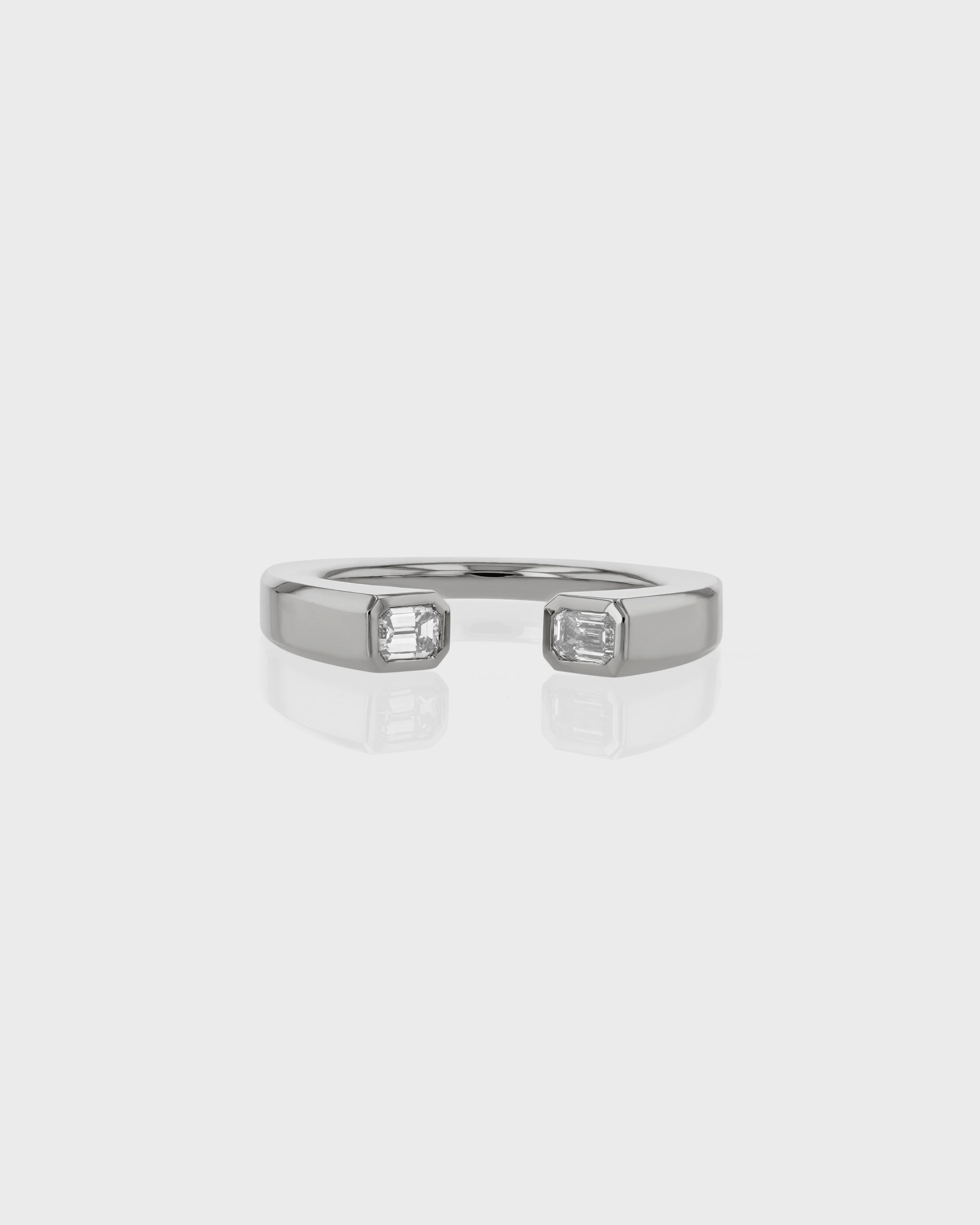 0.30 TCW Emerald EF-VVS Diamond Open Wedding Band
